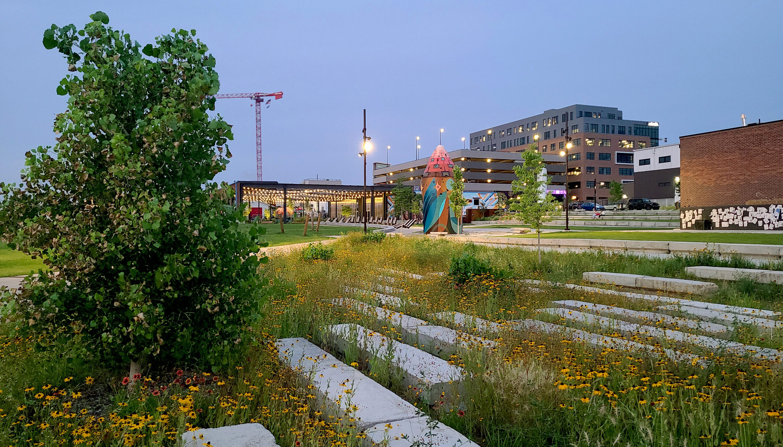 Arkins Park at night